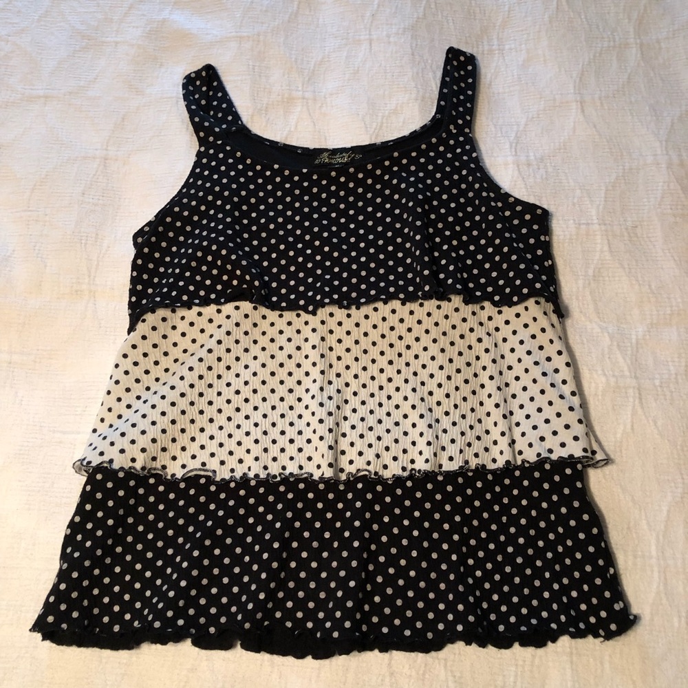 Ruffled three tier cotton tank cotton/poly blend